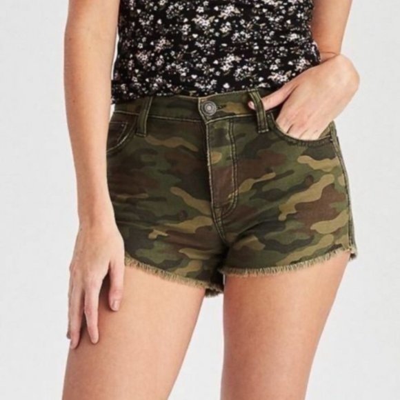 American Eagle Outfitters Pants - AEO High Rise Camo Raw Festival Shorts